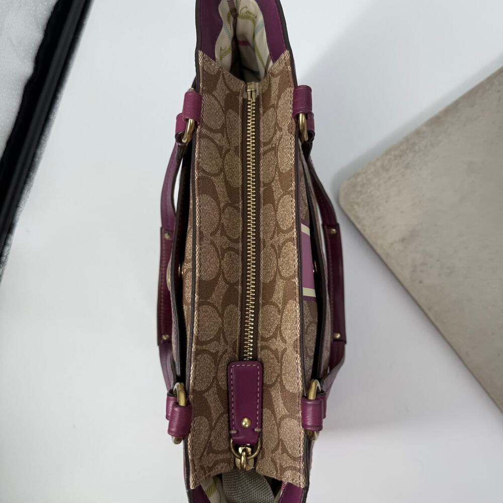 Coach Chelsea Heritage Signature Stripe Tote Bag Lilac Vintage Classic Y2K VTG - Picture 5 of 15